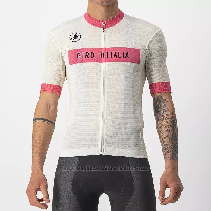 2022 Abbigliamento Ciclismo Giro d'Italia Rosa Bianco Manica Corta e Salopette